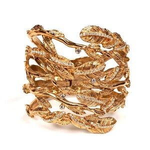 Vintage Gold Leaf Design Cuff Bracelet